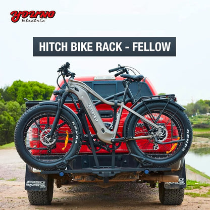 Young Electric Ebike Rack, 200lb Capacity, Alloy Steel Hitch Mount, Fits 5-Inch Fat Tire Bikes, 2-Inch Receiver