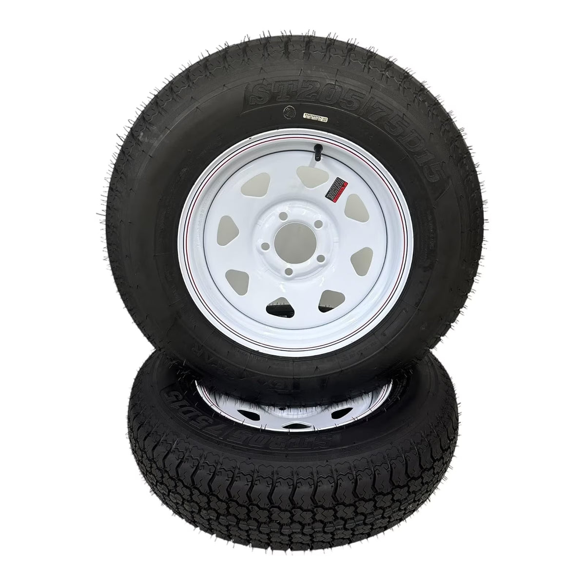 2-Pack Trailer Tire on Rim ST205/75D15 Tex Star LRC 6 Ply Bias 5 Lug White Spoke Wheel 5X4.5" Bolt Pattern