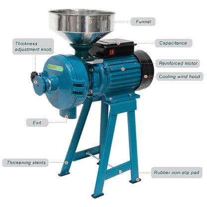 NAIZEA 3000W Electric Grain Mill, 110V Corn Grinder, Heavy Duty Commercial Feed Mill, Wet Dry Cereals Grinder