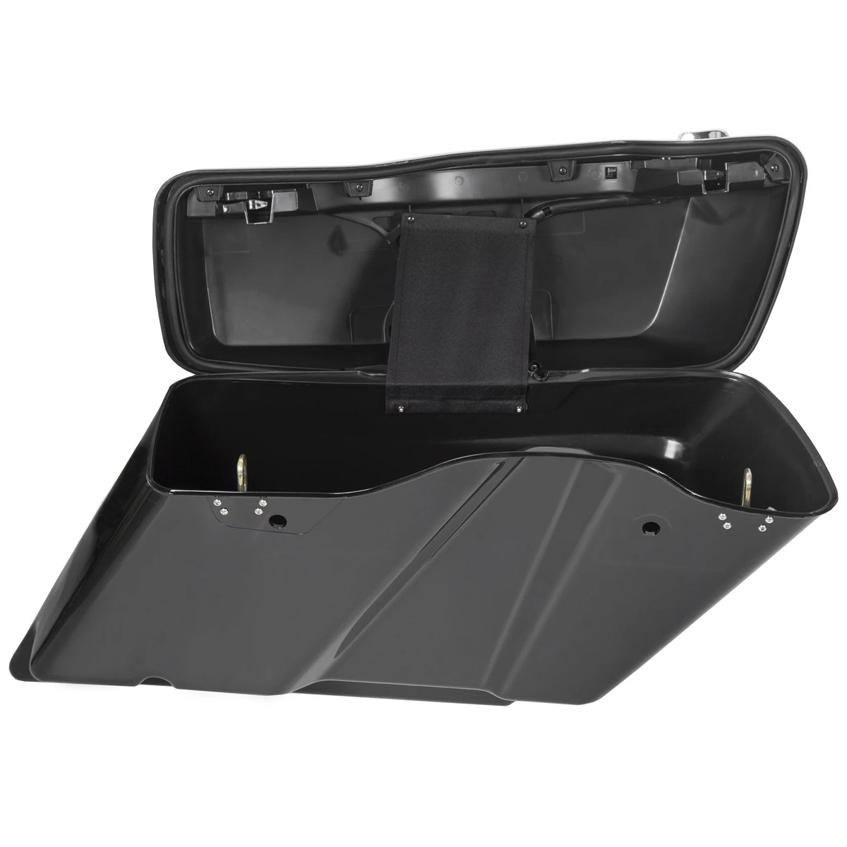 Kojem Hard Saddle Bags for 1993 - 2013 Harley Road King Glide Vivid Black Lockable Saddlebags