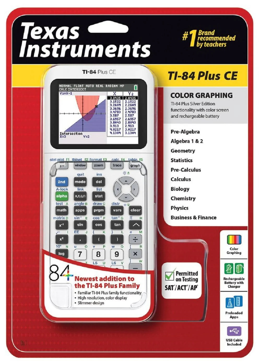 Texas Instruments TI-84 Plus CE Graphing Calculator, White