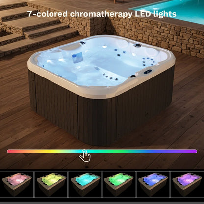 Patiowell 2 Person Home Spa Hot Tub for Outdoor, with 41pcs Massage Jets, LED lighting, Built-In Water Purification System, 900L, Black