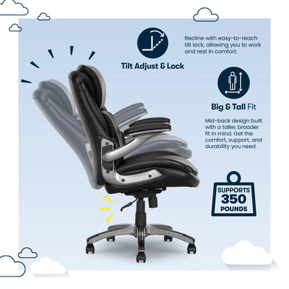Serta Lumbar Support and Swivel Manager Desk Chair, Black