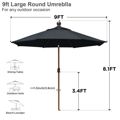 EliteShade 9Ft Market Umbrella Patio Outdoor Table Umbrella��Teal��