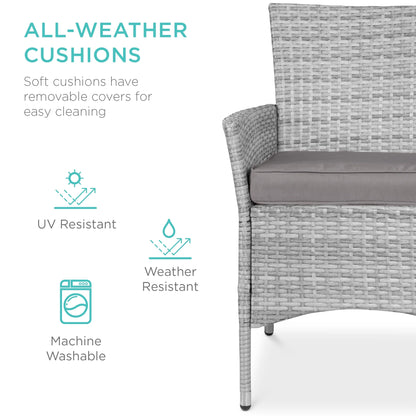 Best Choice Products 5-Piece Indoor Outdoor Wicker Patio Dining Table Furniture Set w/ Umbrella Cutout, 4 Chairs - Gray