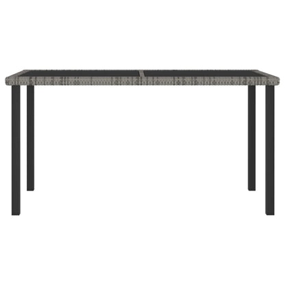 vidaXL Outdoor Dining Table Garden Porch Patio Table with Glass Top PE Rattan