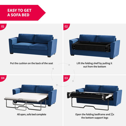 Mjkone Queen Pull Out Sofa Bed,Loveseat Sleeper Sofa with Mattress,2-in-1 Convertible Sleeper Couch,Dark Grey