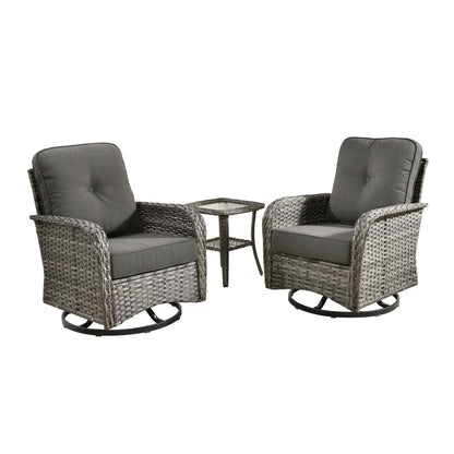 Ovios 5 Pieces Outdoor Patio Furniture Set High Back All Weather Wicker Conversation Set with Swivel Chairs & Coffee Table, Dark Gray
