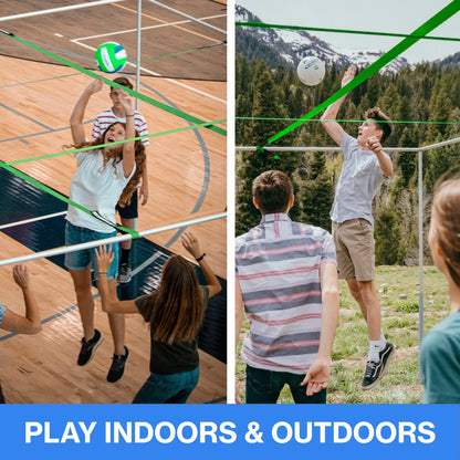 Castle Squares 9 Square, volleyball, indoor/outdoor yard game - Mill Finish Aluminum