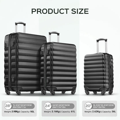 3 Piece Luggage Sets with 6 PC Organize Bags Lightweight Suitcases with Spinner Wheels, Pink