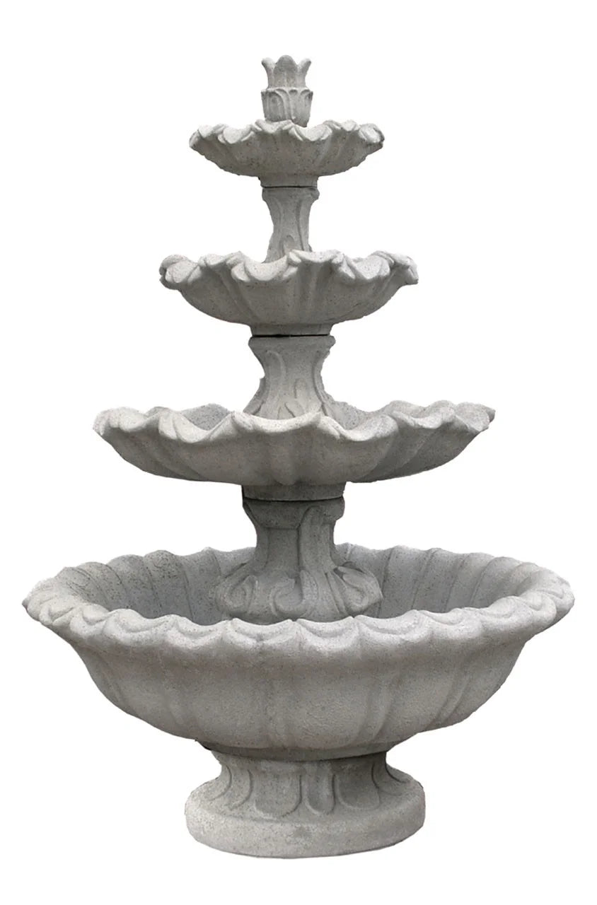 Solid Rock Stoneworks Extra Large Concrete Scroll Fountain- 72" Tall