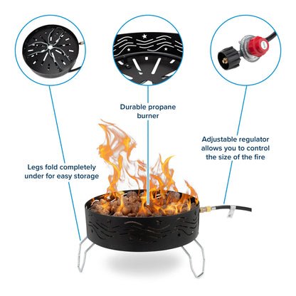 Camco Olympian Big Red Campfire, Approved for RV Campgrounds, Includes 10-Foot Propane Hose (58035)