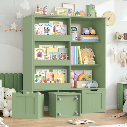 Homfa 6 Cube Toy Storage, Cube Organizer with Sliding Rack, 3 Drawer Kids Bookcase and Bookshelf, White