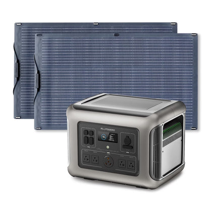 ALLPOWERS R2500 2016Wh Portable Solar Generator Kit with 100W Monocrystalline Flexible Solar Panel
