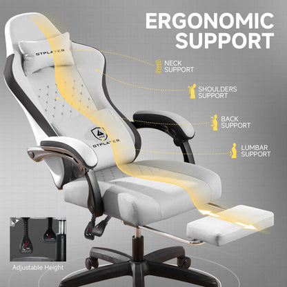 GTPLAYER Ergonomic High Back Pocket Spring Cushion Gaming Chair with Footrest & Linkage Armrests, Black