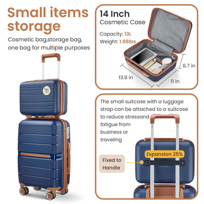 4 Piece Luggage Set, Expandable Lightweight Suitcase Set, PP Materials Travel Luggage with TSA Lock Spinner Wheels, White (14/20/24/28)