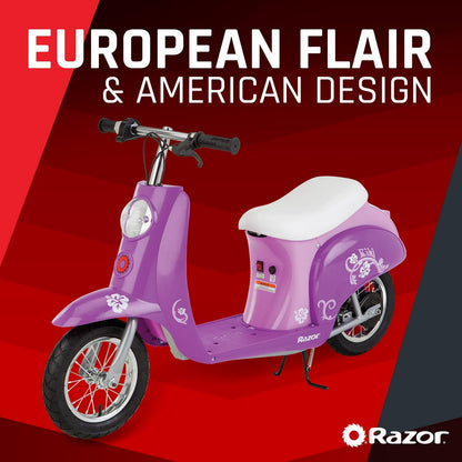 Razor Pocket Mod Miniature Euro-Style Electric Scooter - Kiki Purple. up to 15 mph. for Teen 13+