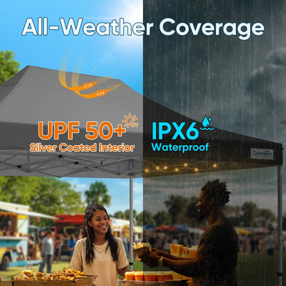 Quictent 10x20ft Easy Pop up Canopy Tent Instant Outdoor Canopy Shelter Folding Party Tent, White
