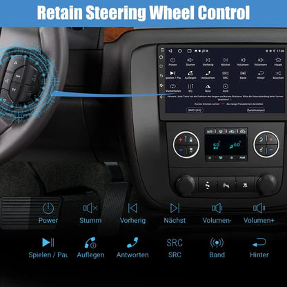 Car Radio Stereo for GMC Yukon Chevrolet Chevy Tahoe Suburban 2007-2012 with Built in wireless Apple CarPlay Andriod Auto Black