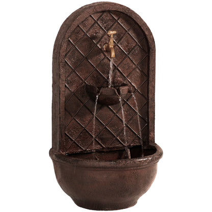Sunnydaze Messina Polystone Outdoor Solar Wall Fountain, Bronze