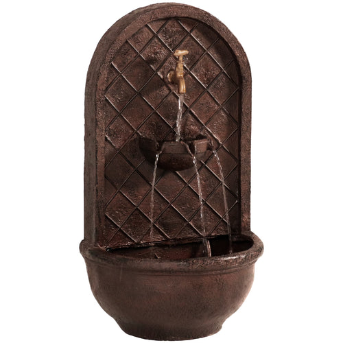 Sunnydaze Messina Polystone Outdoor Solar Wall Fountain, Bronze
