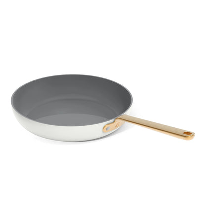 Beautiful 12pc Ceramic Non-Stick Cookware Set with Strainer Lids, White Icing by Drew Barrymore