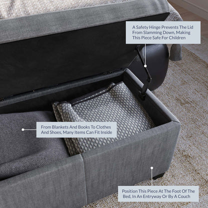 BELLEZE Storage Ottoman Bench Footstool - Amherst (Beige)