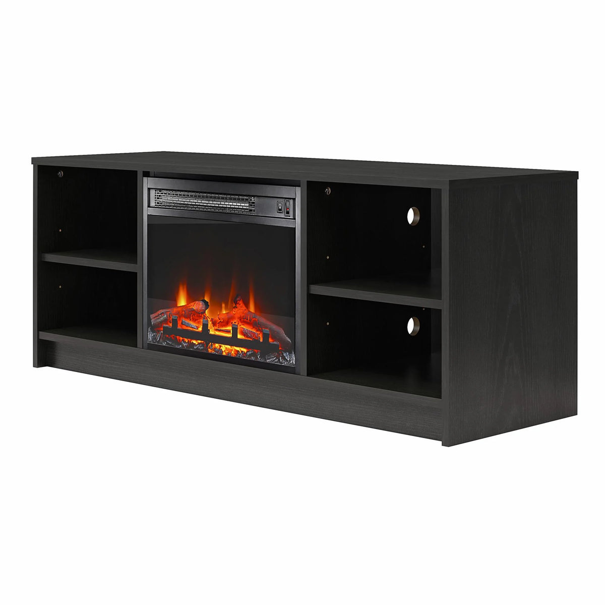 Mainstays Fireplace TV Stand, for TVs up to 55", Black Oak