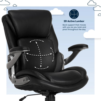 Serta Lumbar Support and Swivel Manager Desk Chair, Black