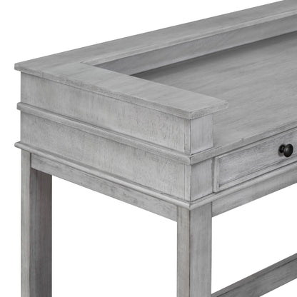 Harper & Bright Designs 4 Piece Bar Table Set for 4, Kitchen Dining Stools Set with 3 Upholstered Stools with 3 Drawers and USB Port, Gray