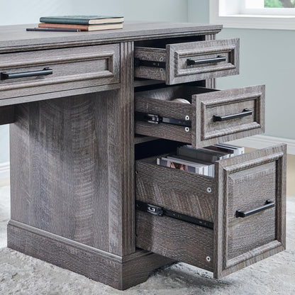 T4TREAM Farmhouse Wood 58" Executive Desk, Home Office 30" High Computer Desk with Drawers and Storage Cabinet, White