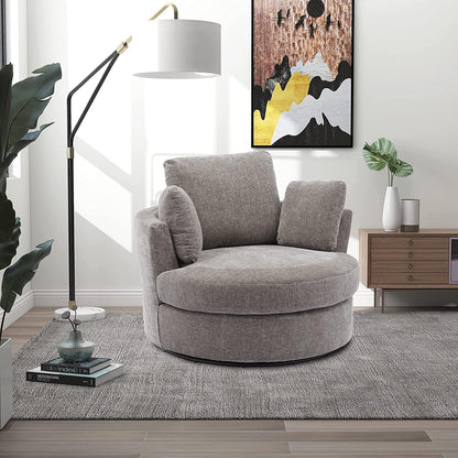 42" W Small Loveseat Sofa Couch, Swivel Barrel Chairs for Bedroom 360 Degree Swivel Accent Chairs for Living Room, Chenille Fabric Club Chair Chaises Lounges for Living Room/Office/Hotel, Grey