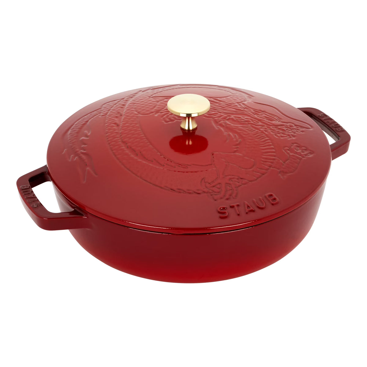 Staub Cast Iron 2.5-qt Saute Pan with Dragon Lid - Cherry