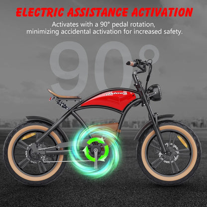 Hidoes B10 Electric Mountain Bike for Men/Woman 1000W Adult Electric Bicycle 20" Fat Tire Off Road E-bike with Removable Battery up to 28 mph,Free Shipping, Red