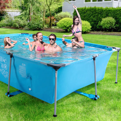 10FT Large Swimming Pool Framed Rectangle Above Ground Durable Easy to Assemble for Endless Water Play