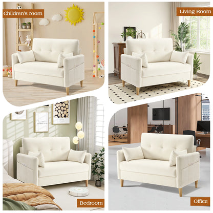 BedLuxury 47'' Wide LoveSeat, 2-seat Chenille sofa with 2 Pillows for Living Room and Small Spaces, Dark Grey
