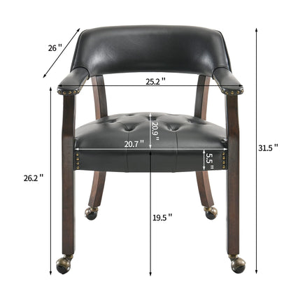 Dining Chair with Casters, Captain's Chairs with Rollers Dinette Sets Poker Chairs with Wheels Kitchen Table Rolling Chairs High Back Chair On Caster(Black 318BK)