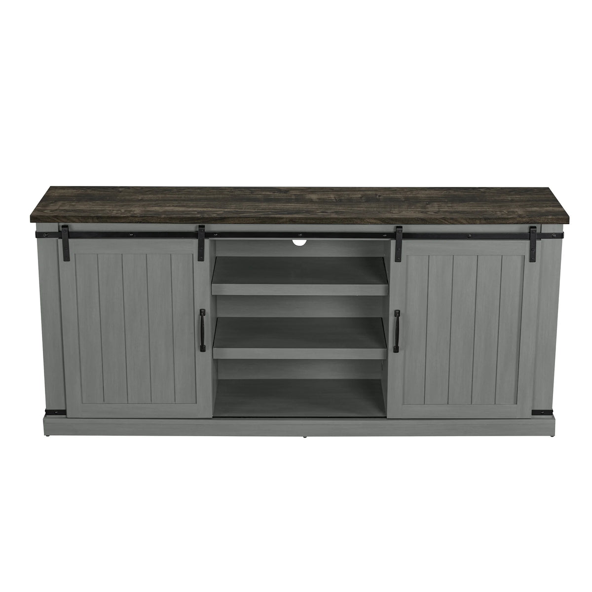FESTIVO Farmhouse TV Stand for 75" TV, Entertainment Center, Sliding Barn Door TV Stand, 68 inch TV Console Table, Home Living Room Media Console with Adjustable Shelf - Off White