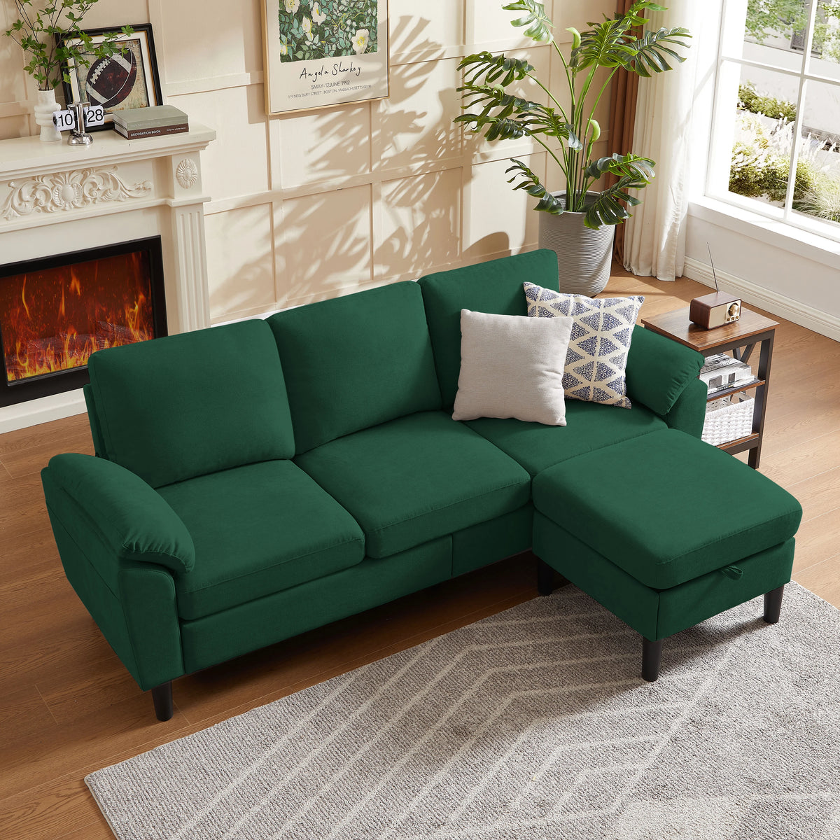 Pingliang Home Sectional Sofa Couch with Storage Ottoman,Modern 3 Seat L Shaped Sofa Couch for Living Room Apartment Studio Office