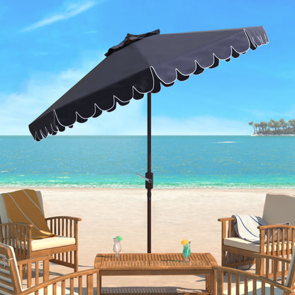Safavieh Venice 9' Market Crank Tilt Patio Umbrella, Navy/White