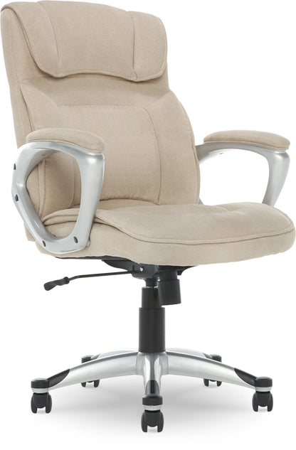 Serta Hannah Office Chair in Fawn Tan Linen Metallic Finish