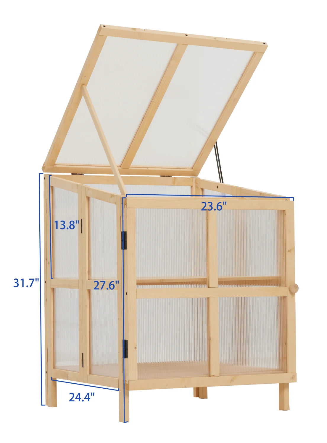 Youmumeub Wooden Cold Frame Greenhouse, 2-Tier Raised Garden Planter with Polycarbonate Panels for Season Extension, Foldable, Natural Wood
