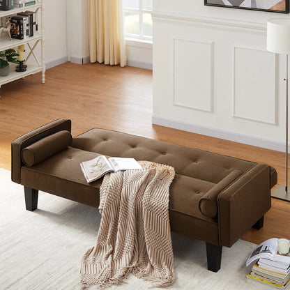 72" Convertible Loveseat Sofa Bed Sleeper Daybed,Modern Upholstered Folding Recliner,Small Futon Sofa for Living Room Apartment Office,Gray 02