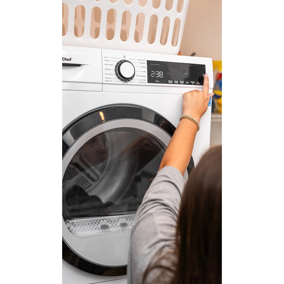 Magic Chef 4.0 cu. ft. Ventless, Condensing Front Load Stackable Electric Dryer, 24 in. in White in White