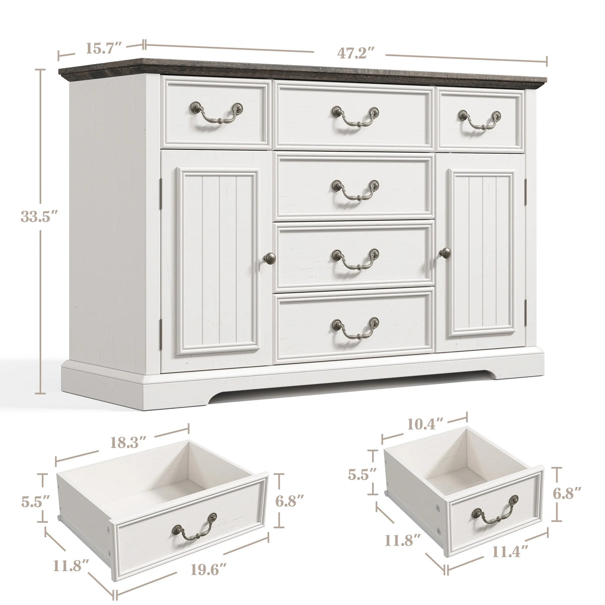 EnHomee Wood Dresser for Bedroom 9 Drawer Dressers&Chest of Drawers 63"L x 15.7"W x 31.5"H,Brown