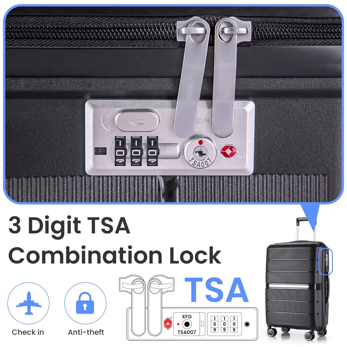 4 Piece Luggage Set, Expandable Lightweight Suitcase Set, PP Materials Travel Luggage with TSA Lock Spinner Wheels, White (14/20/24/28)