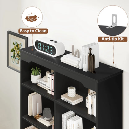 Homfa Double Row 6 Tier Bookcases, 71 in Tall Bookcase Bookshelf with 4 Drawers and 8 Display Cubicles, for Home Office Living Room, White