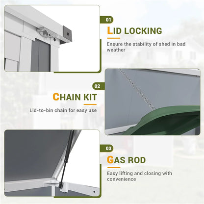 5'��3' Outdoor Storage Shed, Resin Storage Cabinet, Garden Tool Shed with Double Lockable Doors, Organizer Cabinet for Patio Yard, Gray