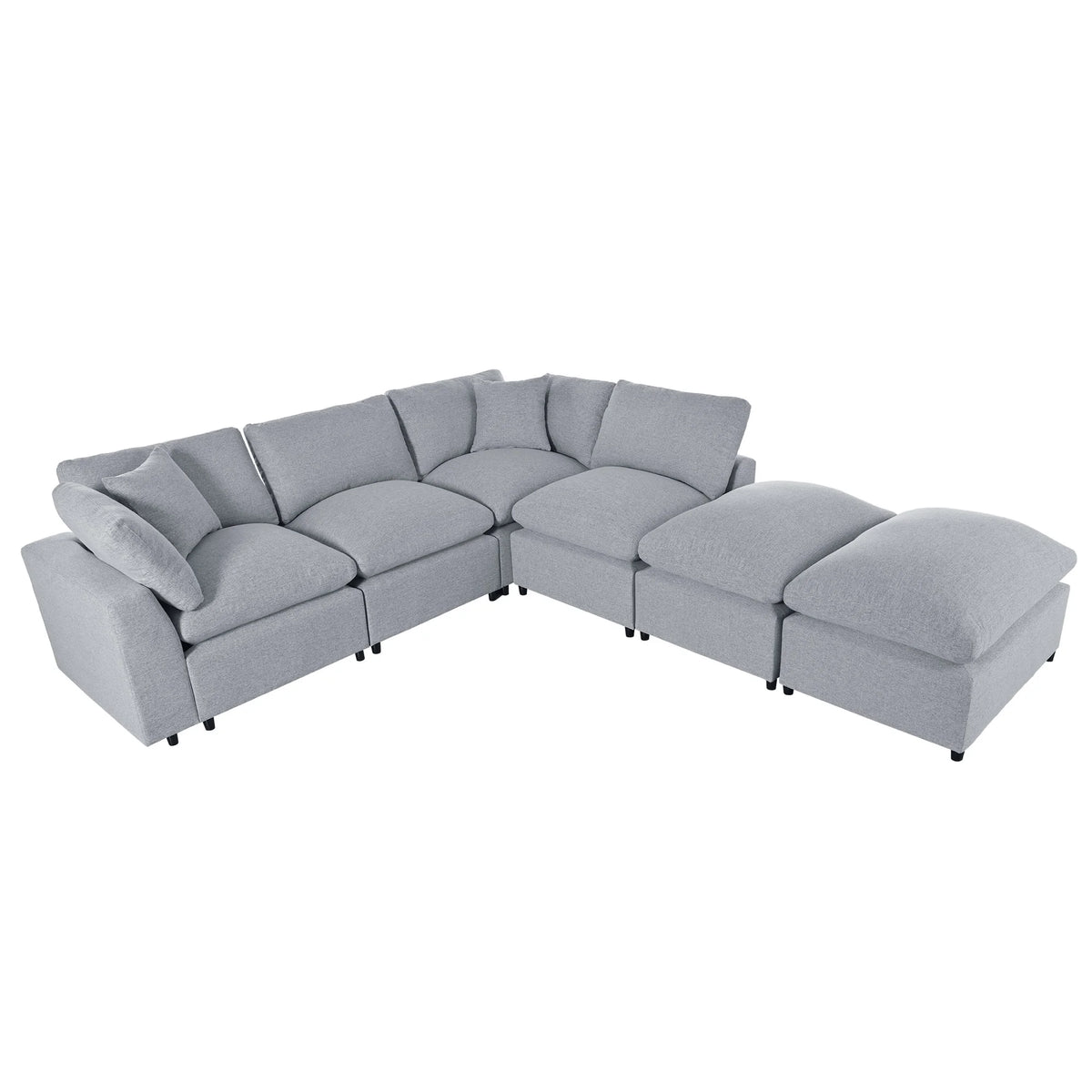 Harper & Bright Designs Convertible Modular Sectional Sofa with 2 Removable Ottomans & Pillows, Large U Shape Cloud Couch with Reversible Chaise for Living Room, Grey