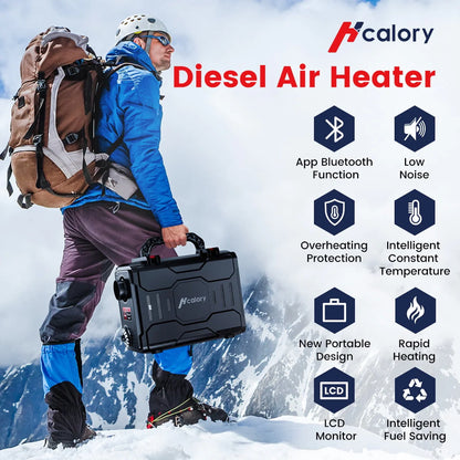 HCALORY Diesel Air Heater, 12V 8KW All-In-One Portable Handheld Toolbox with Bluetooth APP Control and LCD Monitor for Car Trucks Boat Bus RV Trailer Motor-Homes and Camper, Black